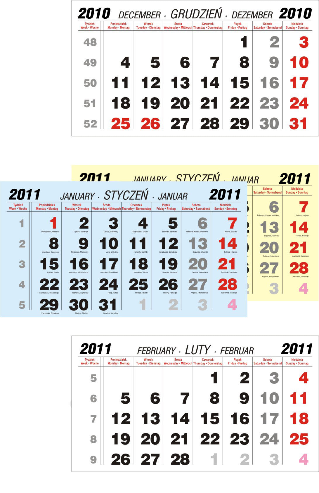 Kalendaria trójdzielne